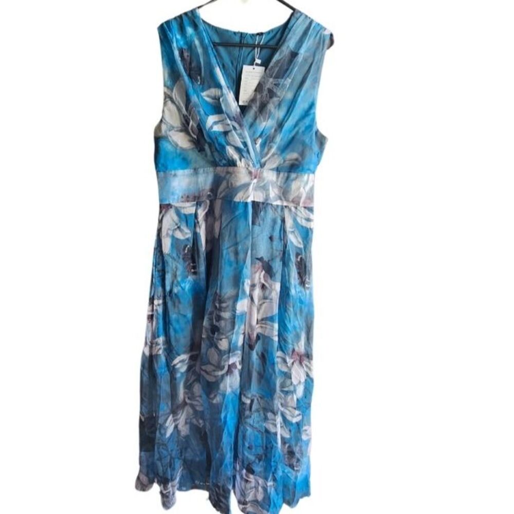Sleeveless Midi Crossover V-Neck Dress Sun Dress Women's Plus Sz 1X XL